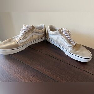 Vans Beige and White Floral Sneakers